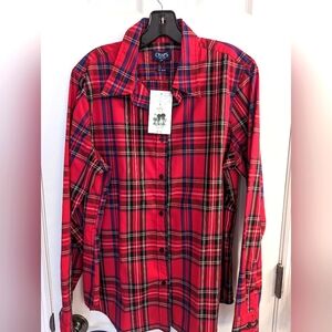 Chap's red Plaid long sleeve blouse.